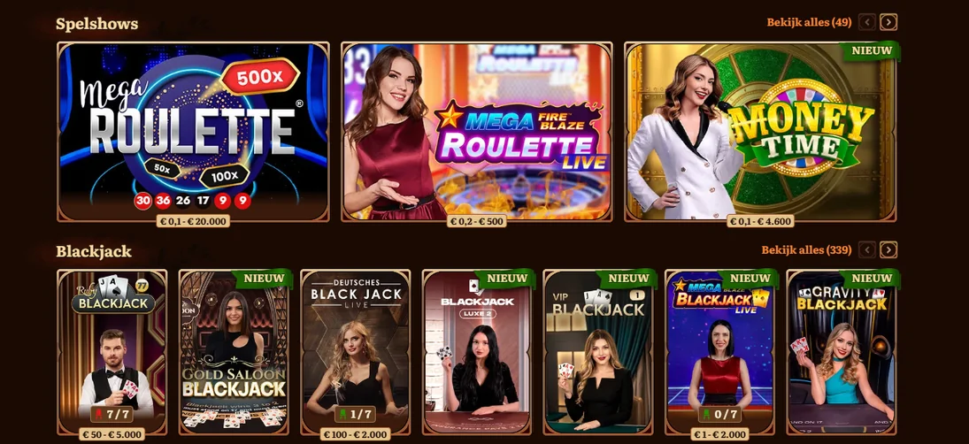 Join live spelshows blackjack